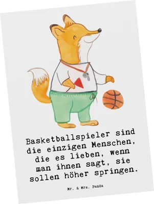 Produktbild von Mr. & Mrs. Panda Grußkarte Basketball Motivation - Weiß - Geschenk, Sportler Geschenke, Ansichtskarten, Sprungkraft, Teamgeist, Ansichtskarte, Postkarten, Teamsport