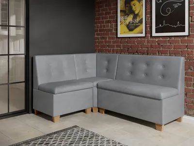 Produktbild von JKG Meble Eckbank fur Essizmmer - Eckbank Küche mit Aufbewahrungsbehälter - Sitzecke Küche - Velours - Essecke - Küchensofa - Grau - 130x170 cm