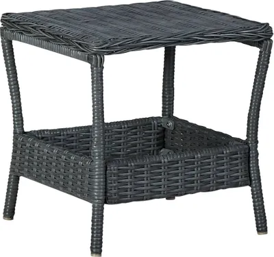 Immagine prodotto di Maison Exclusive - Tavolo da giardino grigio scuro 45x45x46,5 cm in polyrattan