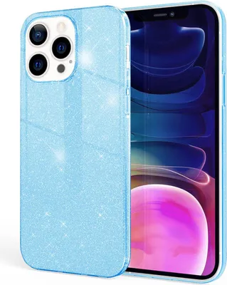 Produktbild von NALIA Robuste Glitzerhülle für iPhone 13 Pro Max, Stoßfeste Glänzende Glitzer Schutzhülle Verstärkte Silikonhülle Blau