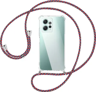 Produktbild von Handykette Backcover-Schutzhülle mit Band (Metall silberfarben) für Xiaomi Redmi Note 12 4G (6.67'') - silber/blau/rot