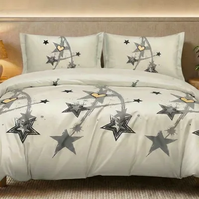 Produktbild von 3-Teiliges Bettwäscheset 5D, 100 % Baumwollsatin, 160 X 200 Cm, Sterne