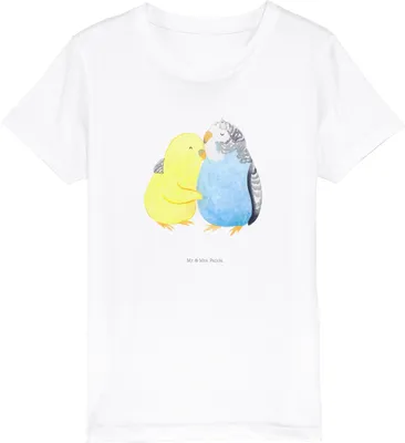 Produktbild von Mr. & Mrs. Panda Kleinkinder T-Shirt Wellensittich Liebe 12-14 Jahre (152/164) - Weiß - Geschenk, Umarmung, Teenager, Verknallt, Vögel, für Kinder, Verliebt, Kindershirt