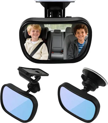 Productafbeelding van Achteruitkijkspiegel, 360° draaibaar, breed gezichtsveld, 13 x 6,5 cm, met zuignap en clip, voor meer veiligheid in de auto
