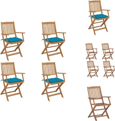 Produktbild von vidaXL Klappbare Gartenstühle 4 Stk. mit Kissen Massivholz Akazie -  Gartenstühle