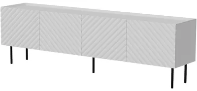 Produktbild von TV Lowboard TESSI 4D, 200cm breit, weiß, mit schwarzen Metallfüßen, grifflos