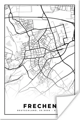 Produktbild von MuchoWow® Poster Karte - Frechen - Stadtplan 20x30 cm - Papierdruck