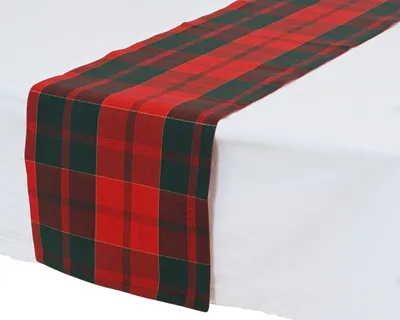 Produktbild von Tischläufer Baumwolle 30cm x 1,5m mit Schottenkaro Muster Rot / Grün