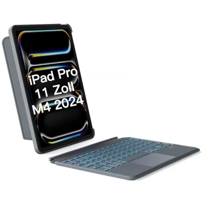 Produktbild von Inateck Hülle mit Tastatur für iPad Pro 11 M4 2024, Ace-Touch mit Touchpad, Abnehmbare,7-Farbiger Hintergrundbeleuchtung,QWERTZ,KB04111-11