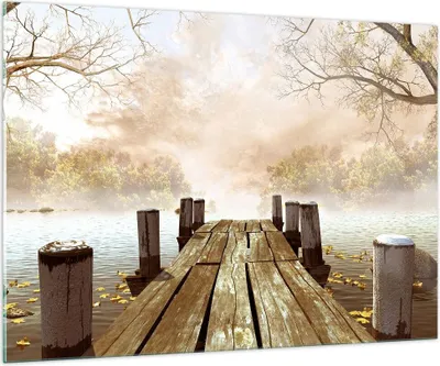 Produktbild von Bilder auf glas - Illustration herbst landschaft bäume - 100x70cm - Glasbilder - Wandbilder - Kunstdruck - Wanddekoration aus Glas - Glas Bilder - Wandbild auf Glas - GAA100x70-2394