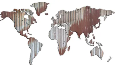 Immagine prodotto di Giallobus - Mappa del mondo - Industrial - Lamiera Garage - decorazione da parete in legno Mdf - 190L x 105l cm - Legno Mdf - Lamiera garage - Grigio