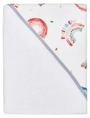 Image de Serviette de bain à capuche en bambou Rainbow - 100 x 100 cm - Blanc | par SEVIRA KIDS