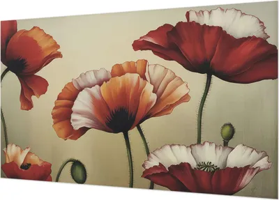 Produktbild von Selbstklebende Fototapete - Wandbilder für Wohnzimmer - 416x254 - Dekorative Wandfolie - Modernes Design für Wanddekoration - Tapeten für Innenräume - Fröhliche Mohnblumen