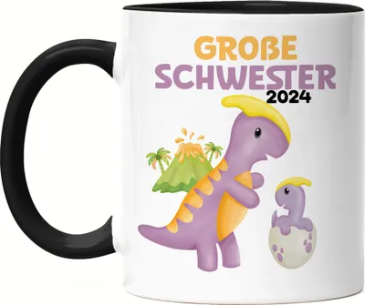 Produktbild von Große Schwester 2024 Tasse Schwarz Baby Geburt Geschwisterliebe Familie Liebe Geborgenheit Kleinkind Geborgenheit