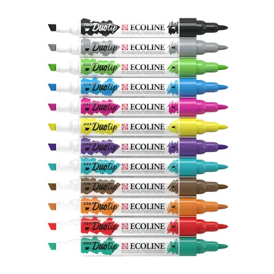 Obrázok produktu pre TALENS ECOLINE - Duotip Marker Ecoline Basic Set 12 farieb | Sada 3 x 12 kusov