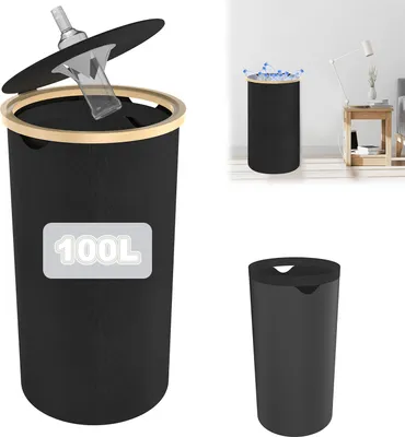 Produktbild von LARS360 Schwarze platzsparende Küchen-Müllstation mit herausnehmbarem Behälter – 2-in-1 Flaschensammler & Abfallbehälter (Rund)