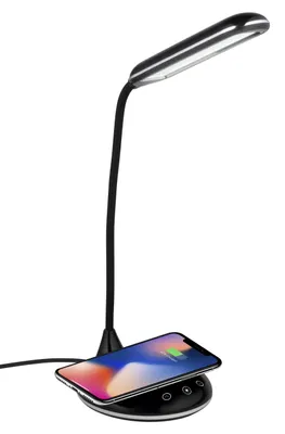 Produktbild von Grundig Schreibtischlampe mit Kabelloser Ladefunktion - LED Nachttischlampe Dimmbar mit Touch - Tischlampe mit 3 Lichtfarben - USB-C Stromversorgung - Flexibler Lampenarm
