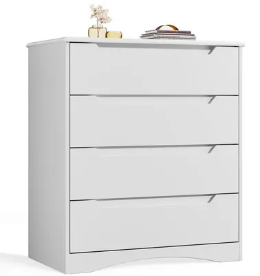Image de Commode blanche avec 4 tiroirs, dimensions : 71,4 x 41,1 x 82,0 cm