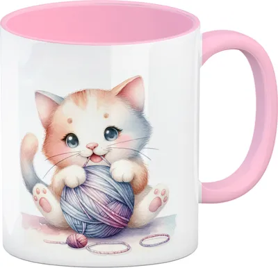 Produktbild von Katzentasse Kaffeebecher in rosa