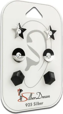 Produktbild von SilberDream Set 3er Ohrringe Ohrstecker 925 Silber Kunststoff Zirkonia SDS609SW