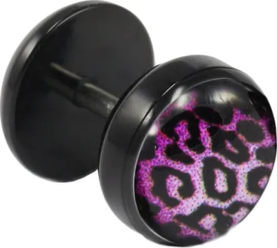 Produktbild von Fake Plug Ohrstecker mit Leopard-Motiv lila