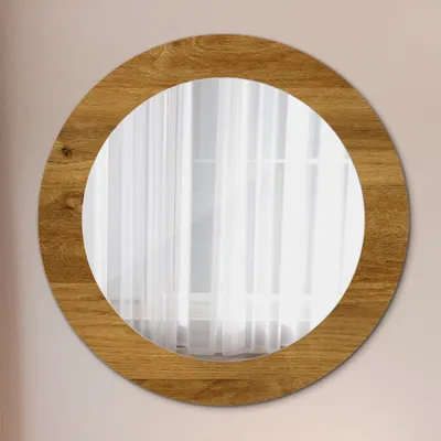 Produktbild von Ø60cm Spiegel - Glasrahmen mit Aufdruck - Wandspiegel Schlafzimmer - Abstrakt