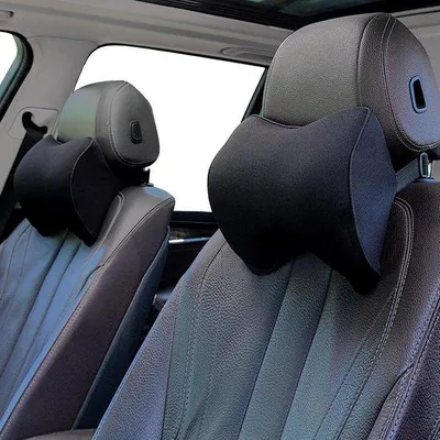 Productafbeelding van Famanu autostoelen: 2 stuks neksteunen, gemaakt van visco-elastisch schuim, verstelbare schouderbanden, wasbare hoes, zwart