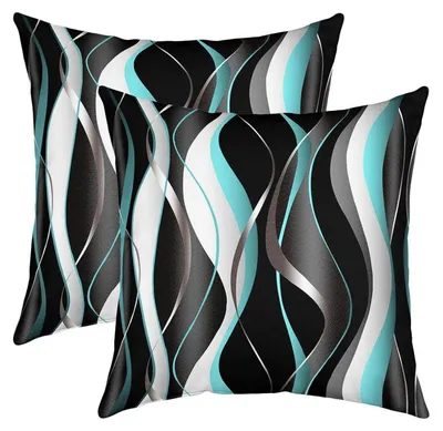 Immagine prodotto di Cuscini decorativi a spirale, 50x50 cm, verde, grigio, nero, set da 2 con chiusura a zip