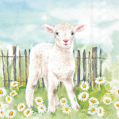 Produktbild von Serviette "Lämmchen auf der Wiese", 20 Stück