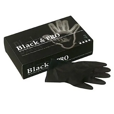 Produktbild von Latexhandschuhe schwarz 7,5 groß 20 Stück Black&Pro