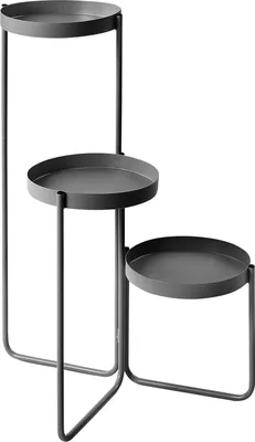 Produktbild von BELIANI Blumentopfständer Schwarz Metall 60 cm Hoch Rund ⌀ 19 cm 3 Etagen ohne Löcher Klappbar Modern Blumenständer für Innen- u. Außenbereich