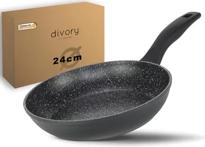 Image de DIVORY Poêle à frire 24cm induction - Poêle universelle à revêtement antiadhésif pour tous les types de cuisinières - Poignées sûres, convient au lave-vaisselle (Noir, 24 cm)