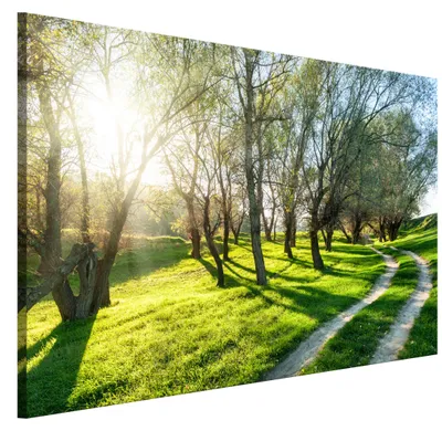 Produktbild von LUMASOUL Leinwand Bilder 1-teilig - Leinwandbild Natur Motiv - Wandbilder Holzrahmen und Webstuhl Wohnzimmer und Schlafzimmer - Bilder 90x60 cm Landschaft 17