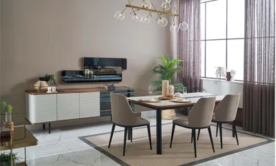 Produktbild von Esszimmer Garnitur Essgruppe Esszimmermöbel Essecke Set 7tlg Holz Weiß