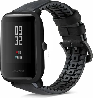 Produktbild von Strap-it Xiaomi Amazfit Bip Silikon-/Lederarmband (Schwarz)