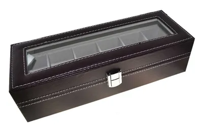 Produktbild von Uhrenbox Kunstleder für 6 Uhren Sammelbox Reisebox braun NEU