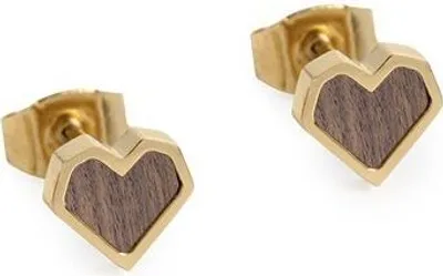 Imagen del producto de BeWooden: Pendientes de madera para mujer, modelo Aurum, diseño de corazón