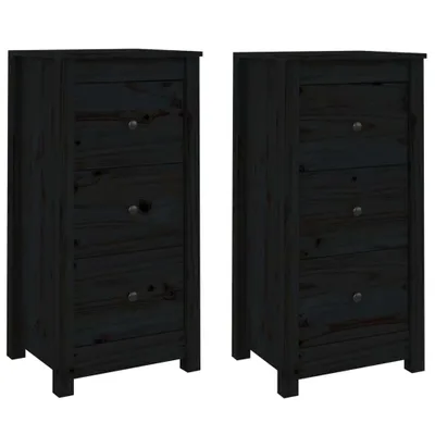 Immagine prodotto di vidaXL Credenze 2 pezzi nero 40x35x80 cm in legno di pino massiccio
