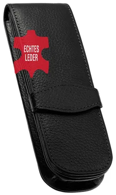 Produktbild von ONLINE Echtleder-Etui Black in modischem Design als stilvolles Schreibgeräte-Accessoire, für zwei Schreibgeräte