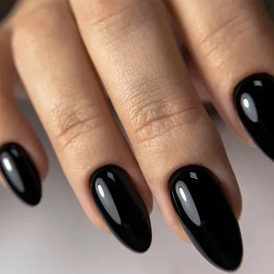 Produktbild von Künstliche Fingernägel Mandel Form Schwarz Mittellang 24 Stück Set