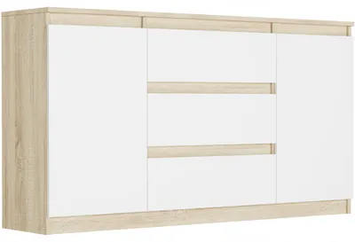 Obrázek produktu pro Komoda 140 cm zásuvky dveře skříňka FRAMIRE R-140-S3 mix sonoma