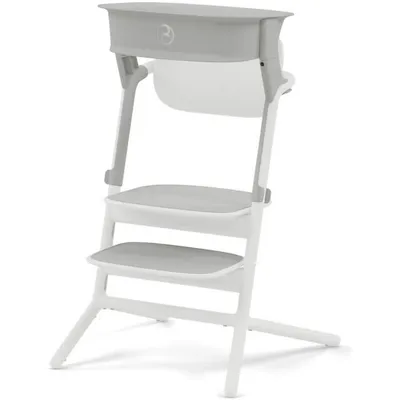 A white and gray learning tower for children.