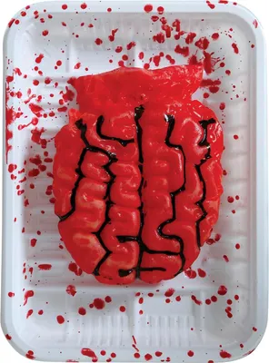 Produktbild von Serviertablett mit realistischen Accessoires – 18 x 13 cm – Gruselige Dekoration für Halloween und Horrorpartys