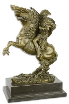 Obrázek produktu pro Casa Padrino bronzová socha Napoleon s koněm bronz / zlato / černá 29,9 x 19,6 x v. 43,5 cm - bronzová postava s mramorovým podstavcem - dekorativní postava