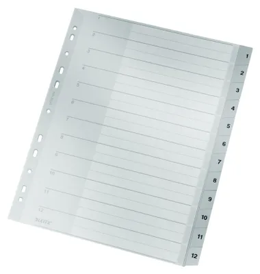 Produktbild von Leitz Register 12820000 DIN A4 1-12 Polypropylen grau