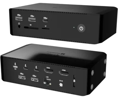Zdjęcie produktu dla i-tec TB5QUATTRODOCKPD, Przewodowa, Thunderbolt 5, 140 W, 3,5 mm, 10,100,1000,2500 Mbit/s, Czarny