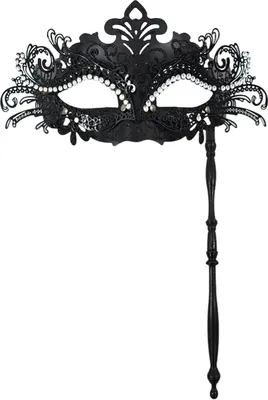 Produktbild von Ausgefallene Partymaske, Metallmaske mit Handstab, venezianische Halbmaske mit Strasssteinen für Damen und Herren, Abschlussball, Karnevalsmaskerade