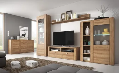 Image de Ensemble de 5 meubles de salon collection SANTIAGO. Coloris chêne.