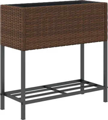 Produktbild von vidaXL Pflanzkübel mit Ablage Braun Poly Rattan