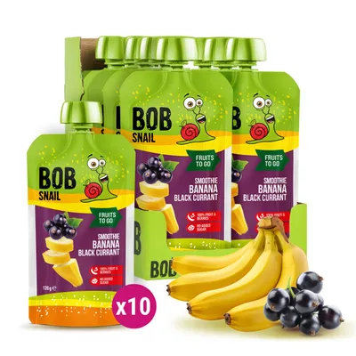 Produktbild von Bob Snail Quetschie Frucht Smoothie Banane Johannisbeere 10x120g